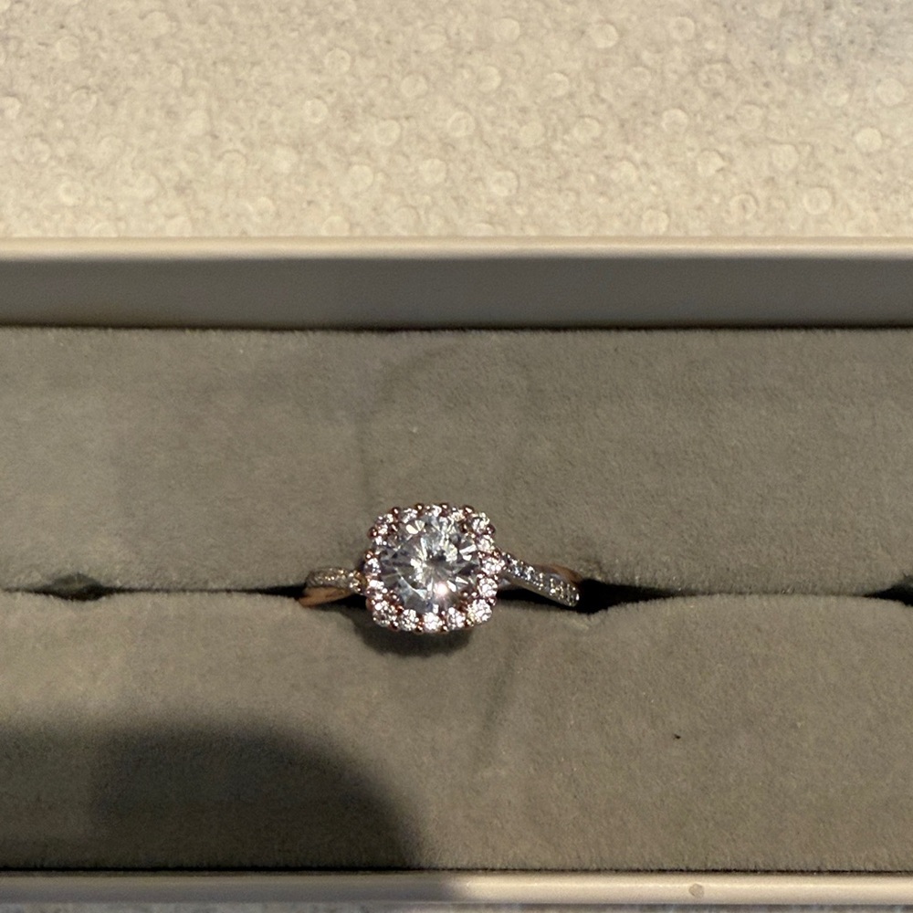 Gold and silver cubic zarconia ring